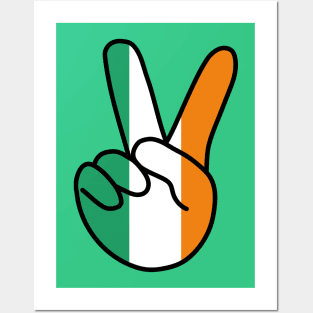 Ireland Flag V Sign Posters and Art